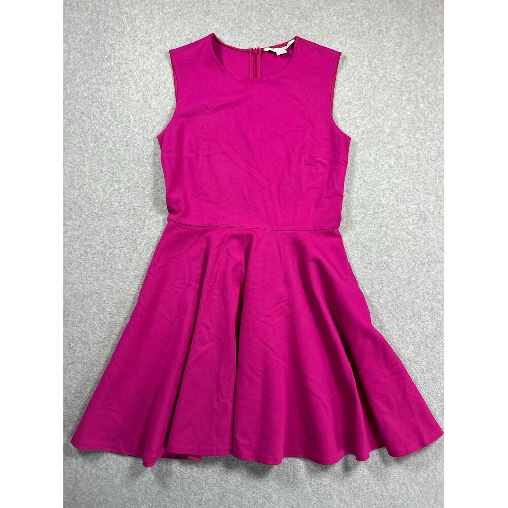 Diane von Furstenberg Fit & Flare Dress Women 6 Pink Scoop Back Zip Casual Party - Picture 2 of 4